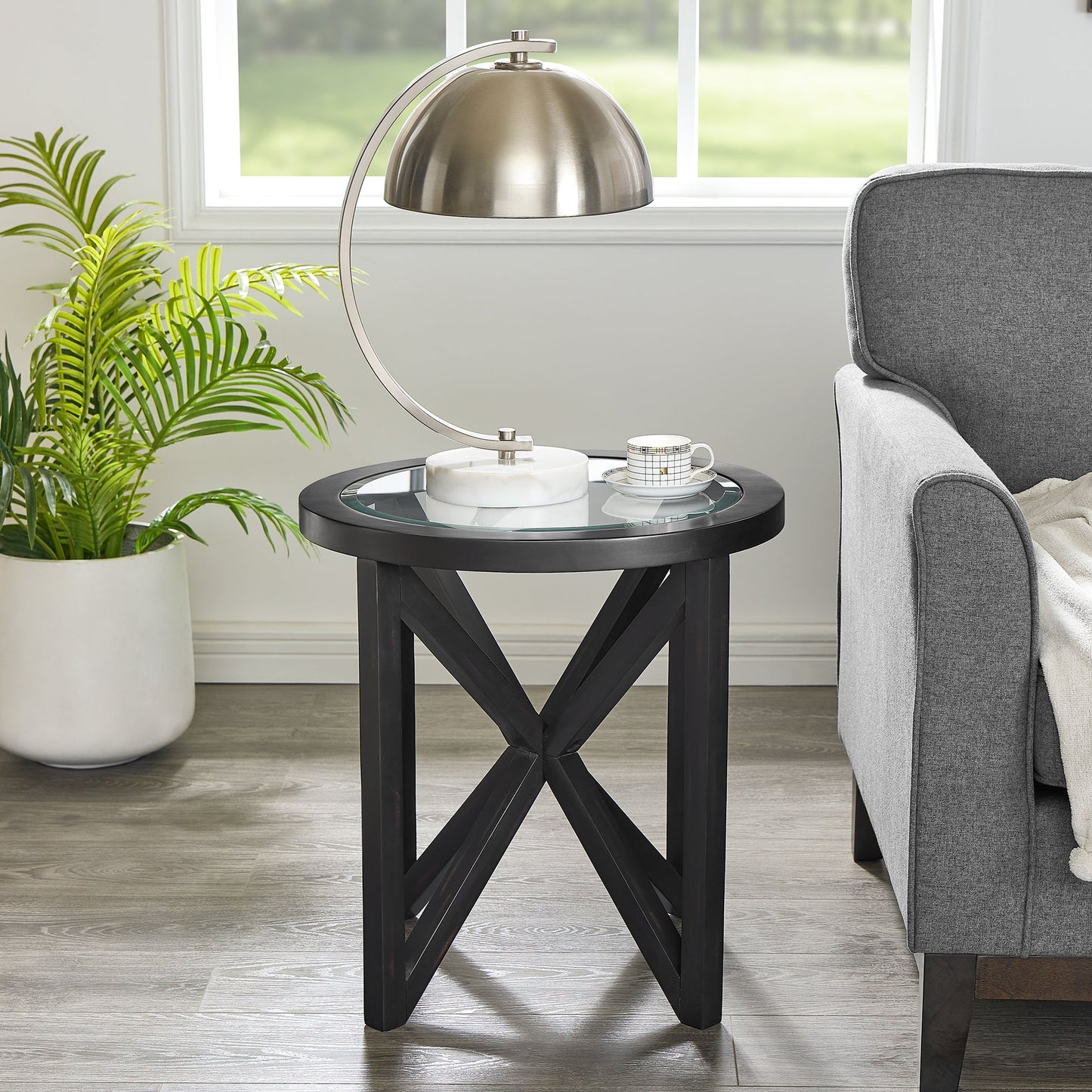 Modern simple glass coffee table, tempered glass coffee table solid