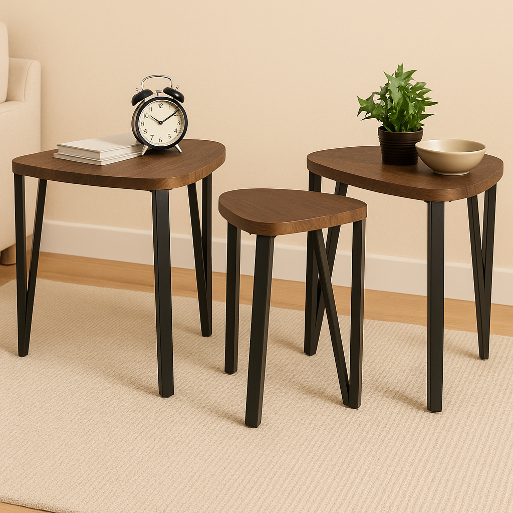 3 Set Nesting Triangle End Coffee Tables