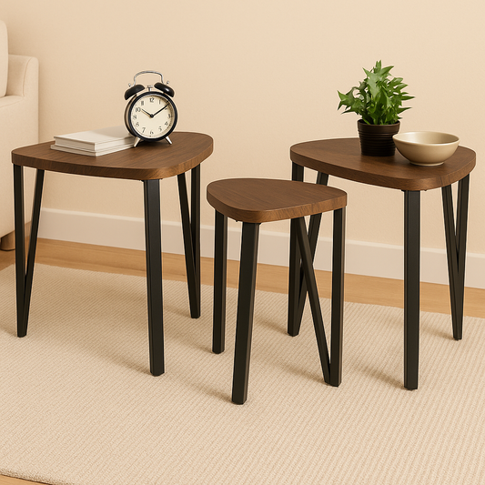 3 Set Nesting Triangle End Coffee Tables