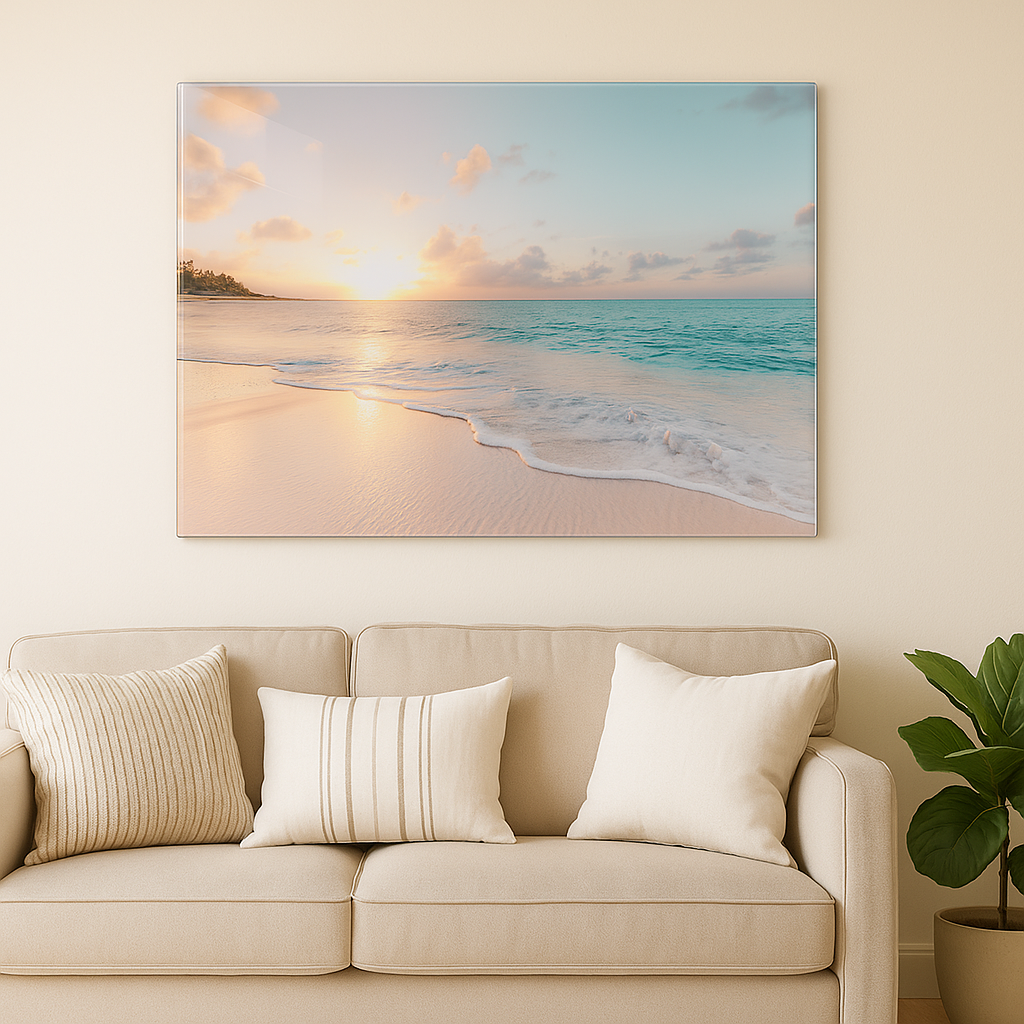 Glass Wall Art -Sea & Waves  (18x28 inches - 46x72cm)